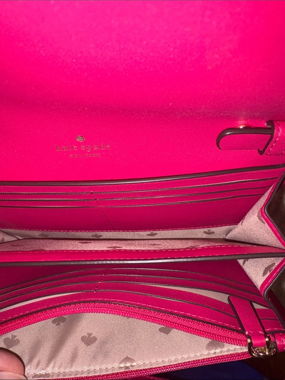 kate spade Harlow Pebbled Leather Crossbody Wallet in Pink Ruby
